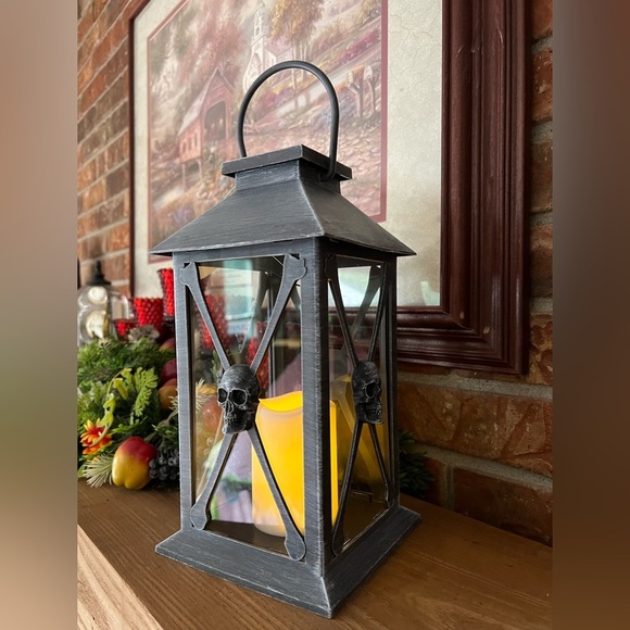 🩶Skeleton Lantern with LED Candle -
13 Inch, Waterproof, Battery
Operated Solar - Picture 4 of 6